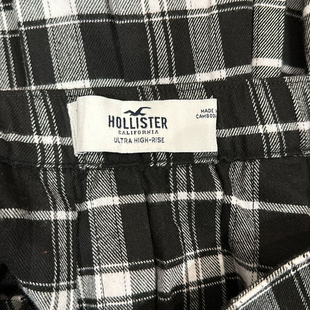 Hollister Clueless Black White Plaid Flare Pleated 90s Y2K Mini Skirt Women XS - Picture 5 of 8